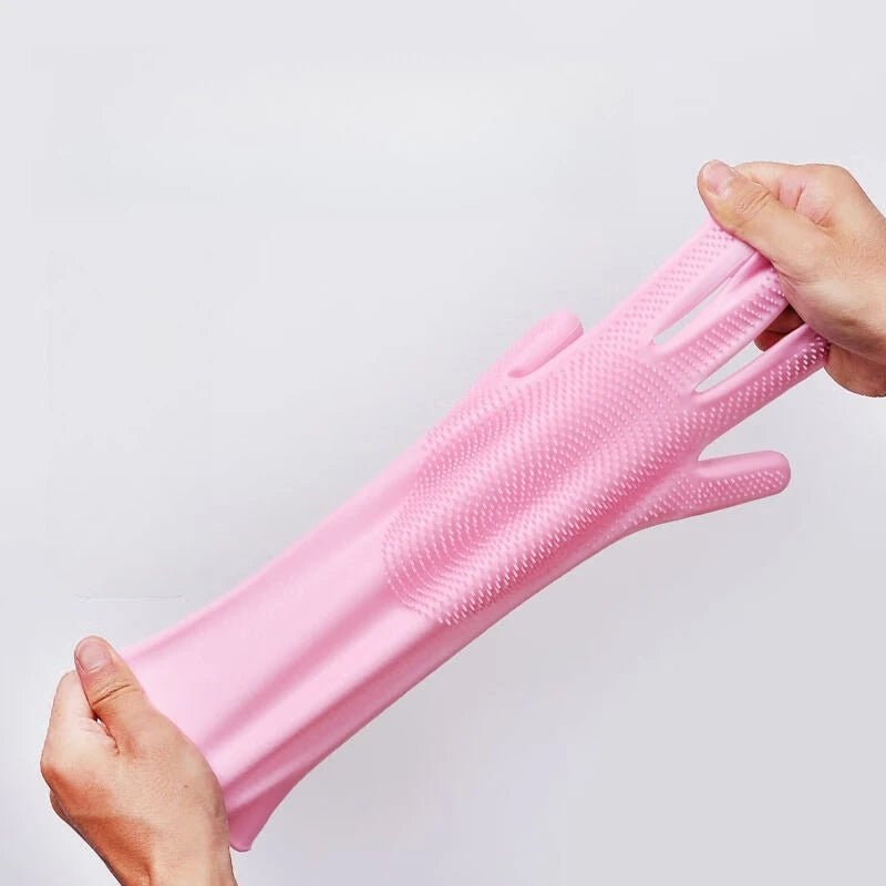 1 Paar Silikon-Geschirrspülhandschuhe, multifunktionale Haushaltshandschuhe, Reinigung, Küche, Reinigung, Wärmeisolierung, magische Handschuhe