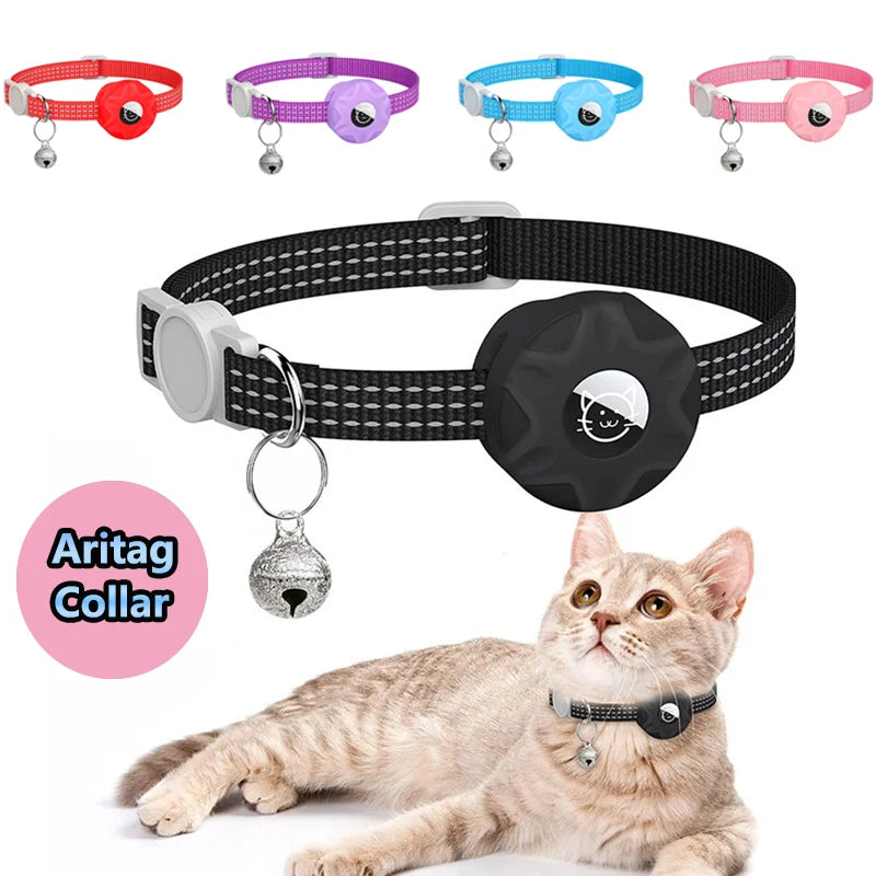 Airtag Katzenhalsband Positionierung Tracker Silikonhülle Dreidraht Reflektierende Tasche Glocke Hund Haustier