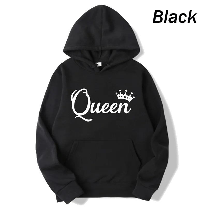 Mode Männer Frauen Langarm Pullover Mit Kapuze Sweatshirts Unisex König und Königin Drucken Hoodies Casual Streetwear Paar Schweiß