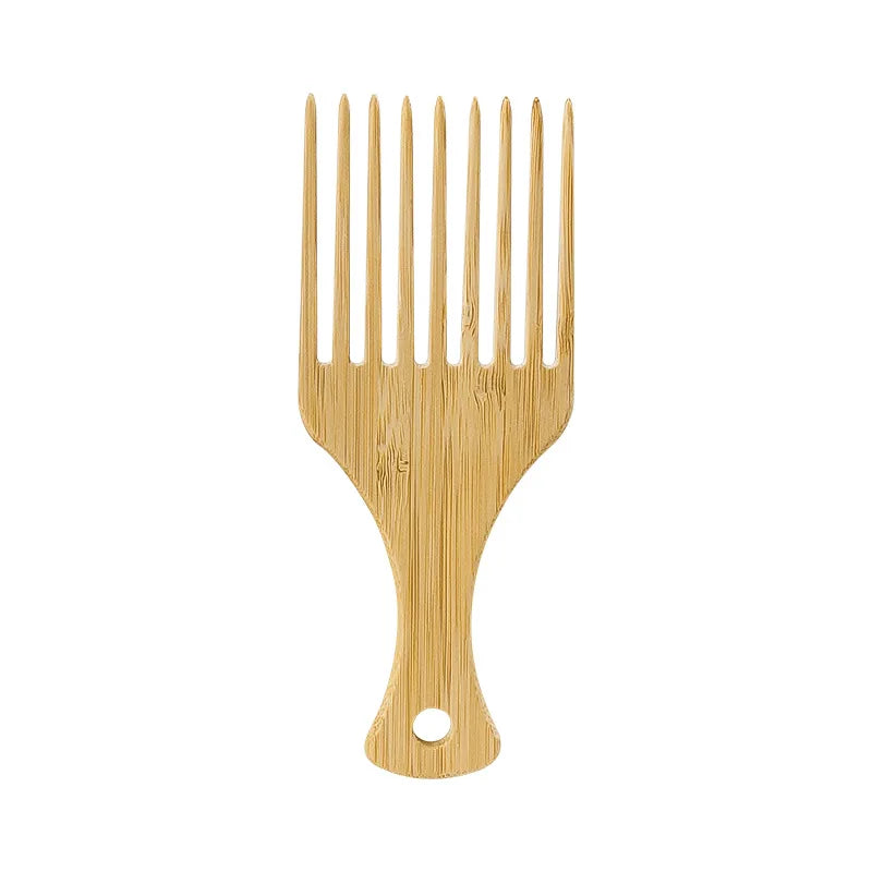 1Pcs Natürliche Bambus Holz Haar Kamm Anti-Statische Afro Gabel Kämme Für Frauen Runde Breite Zahn Holz Kamm haar Pinsel frauen