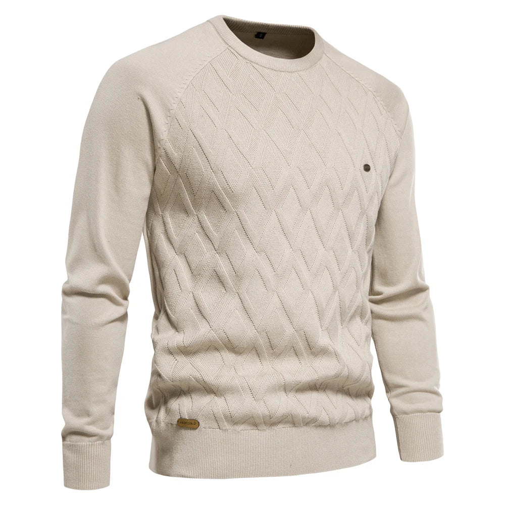 AIOPESON Argyle Grund Männer Pullover Einfarbig Oansatz langarm Gestrickte Männliche Pullover Winter Mode Neue Warme Pullover für Männer