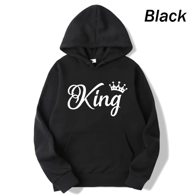 Mode Männer Frauen Langarm Pullover Mit Kapuze Sweatshirts Unisex König und Königin Drucken Hoodies Casual Streetwear Paar Schweiß