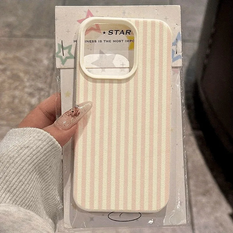 Elegante Rosa Gestreifte Trendige Handyhülle für iPhone 17 Pro Max 16e 16 15 14 13 12 11 Pro Max 17e 17Air Stoßfeste Weiche Schutzhülle