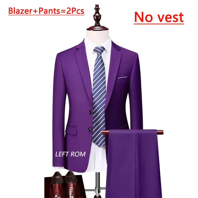 14 Farben M-6XL ( Jacke + Weste + Hose) High-End-Marke formale Business Herren Anzug dreiteiligen Bräutigam Brautkleid einfarbigen Anzug