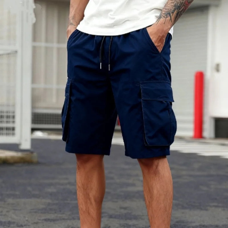 Sommer-Cargo-Shorts für Herren, lässig, leicht, einfarbig, mit Pattentaschen für den täglichen Gebrauch und bequeme Jogger-Shorts für den Outdoor-Bereich