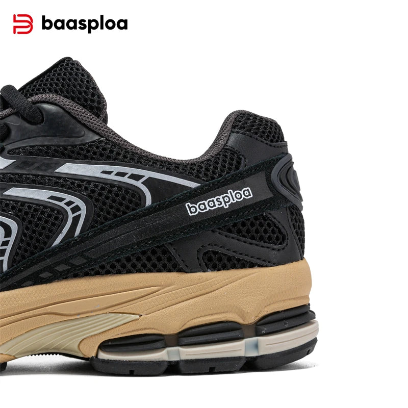 Baasploa Herren-Laufschuhe, Sommer-Mesh-atmungsaktive Vintage-Schuhe, hochwertige, modische, elastische Sportschuhe für Herren