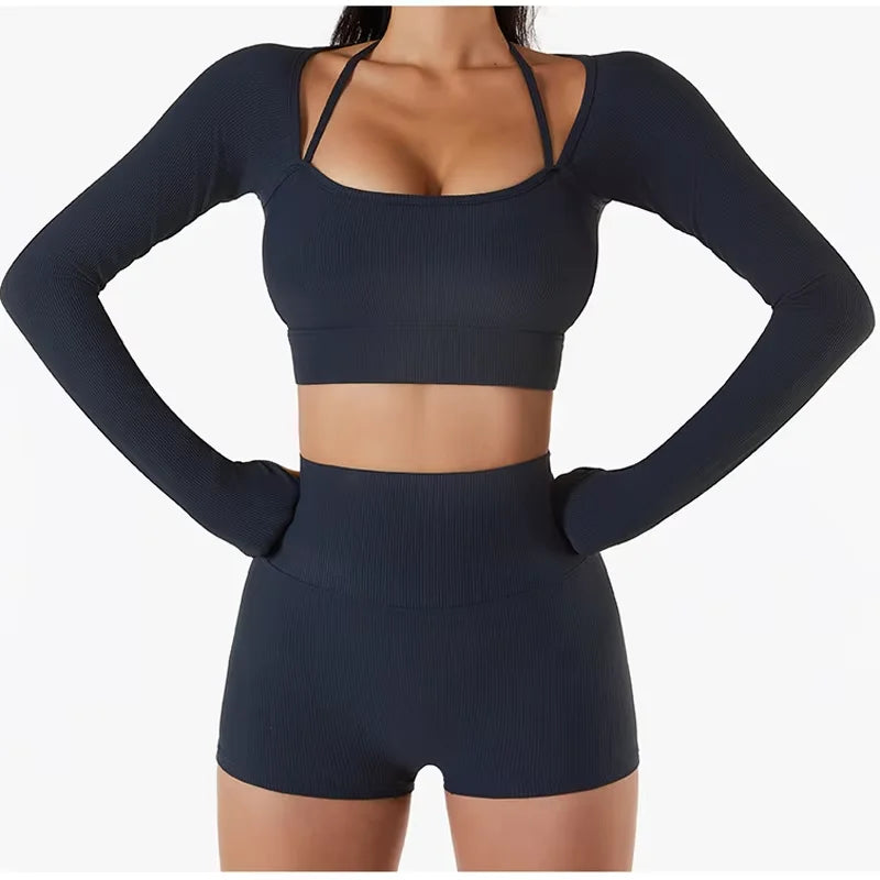 WAREBALL Nahtlose Workout Crop Top Sport Leggings Sexy Top Bh Yoga Outfits Für Frauen Sportswear Sportlich Tragen Gym Sets
