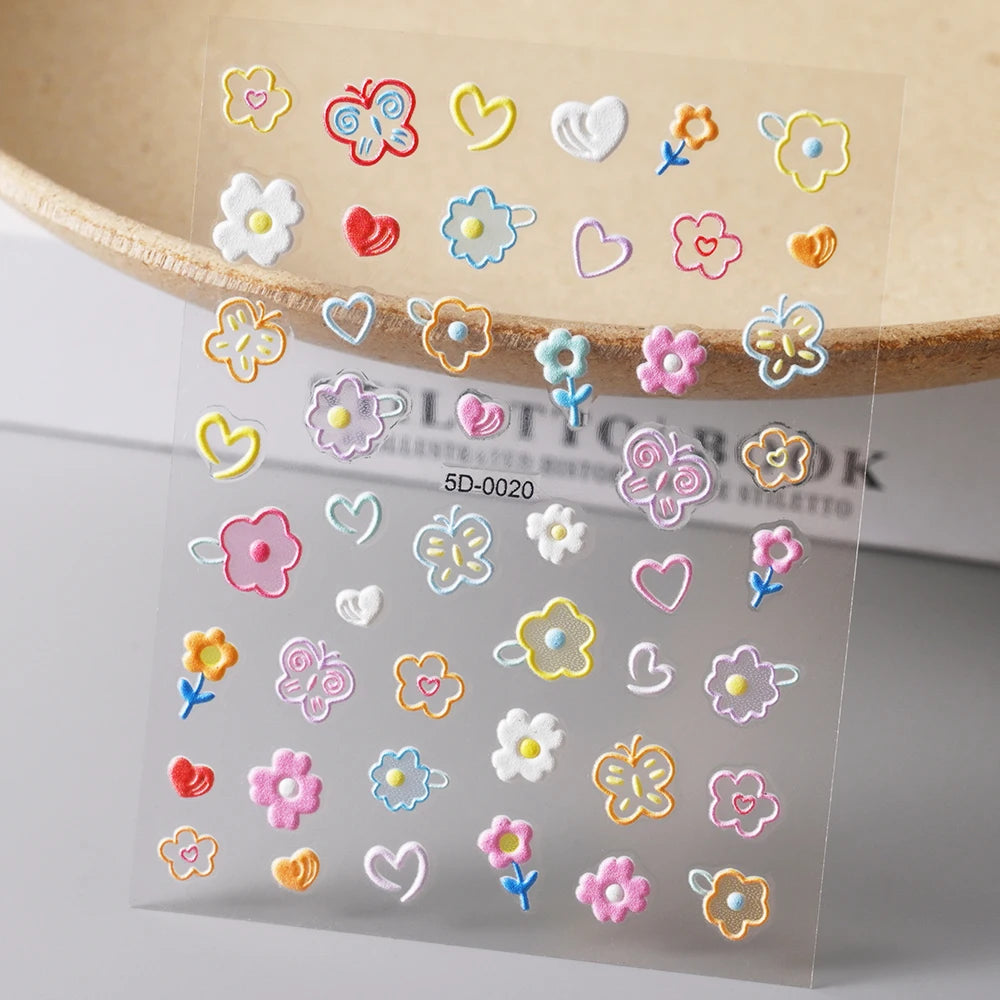 5d exquisite Gänseblümchen Nagel Aufkleber 1 Blatt bunte Blumen Nagel Aufkleber 8*10cm selbst klebende luxuriöse Gänseblümchen Nail Art Aufkleber Dekor 9 #