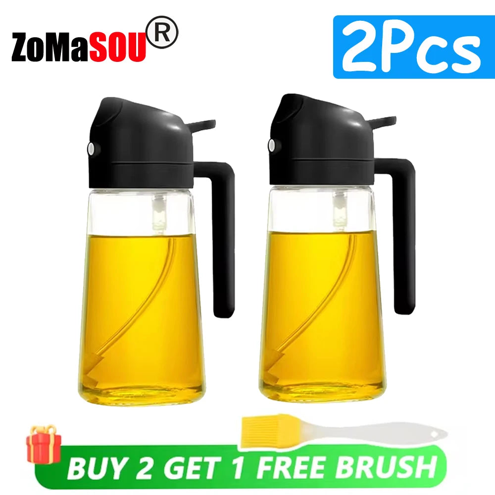 1-4 Stück 2-in-1-Sprühgerät, Ausgießer, Öl, leere Flasche, Kunststoff-Ölbehälter, Spender, Verdampfer, Küche, Grill, Camping, Kochutensilien