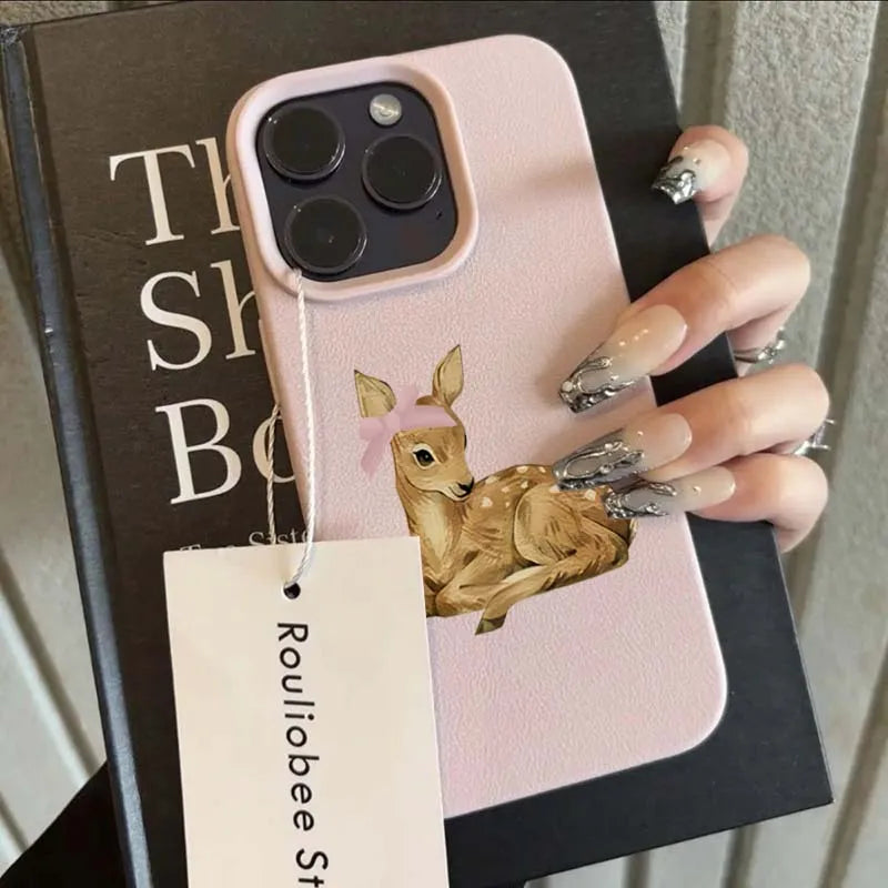 Hirsch Lichee Muster Einfache Retro Handyhülle für iPhone 17 16 15 14 13 12 11 Pro Max XS XR 16 Plus stoßfeste Candy Bumpper Cover