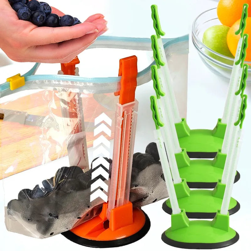 5/1 Stück Baggy Rack verstellbarer Gefrierbeutelhalter zum Befüllen ohne Lebensmittel verschüttete Küche Anti-Rutsch-Aufbewahrungsbeutel Öffnerhalter