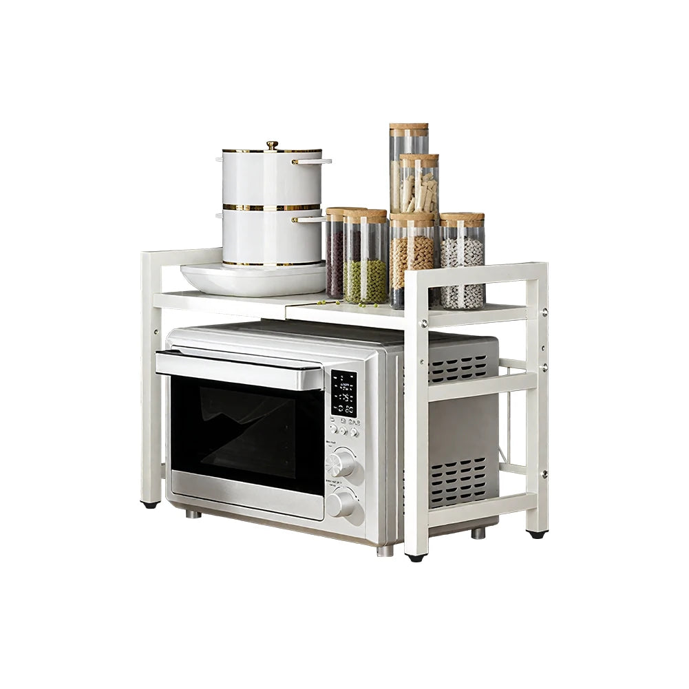 1 Stück erweiterbarer 42–64 cm großer Mikrowellen-Regal-Organizer, feuchtigkeits- und rostfrei, Mikrowellen-Arbeitsplatten-Organizer, Geschirr-Aufbewahrung
