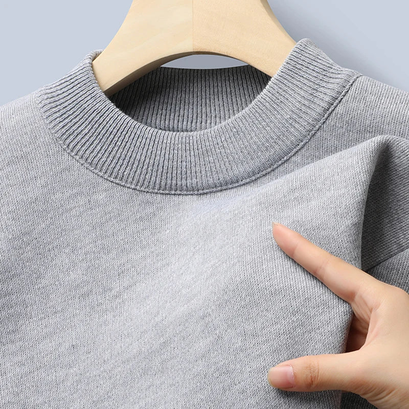 Pullover Männer Herbst Winter Jumper Fleece Verdickt Neue Koreanische Strickwaren Oansatz Solide Weiß Schwarz Kalten Bluse Bottom Shirt Kleidung