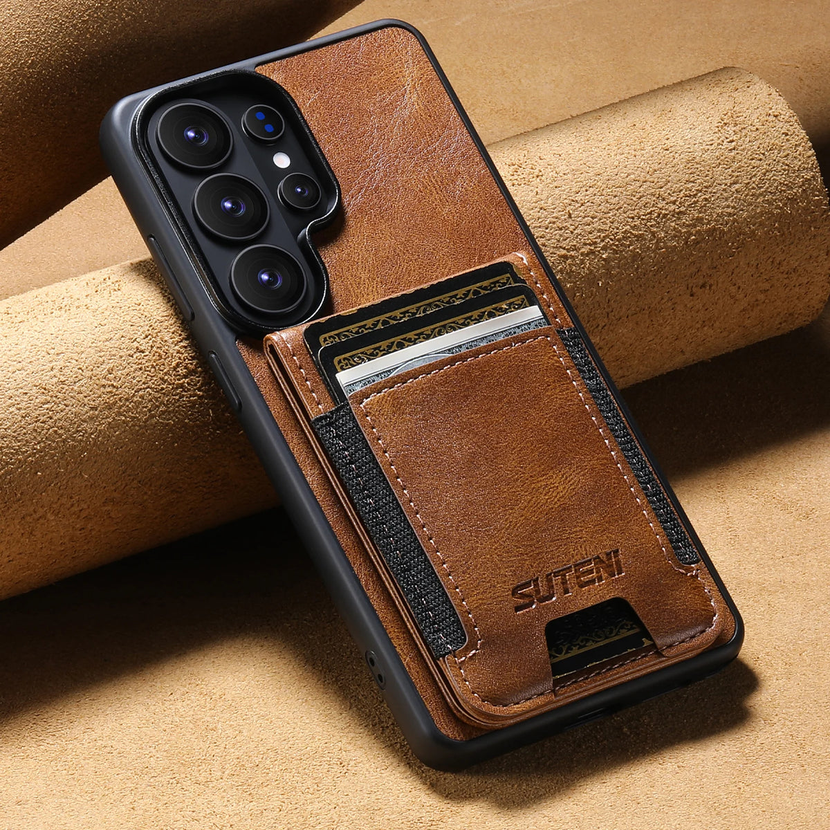 Business Magnetische Leder-Brieftasche Vertikale Kartenfächer Hülle für Samsung Galaxy S26 Ultra S25 Plus S24 S23 Standfunktion Telefonhalter Cover