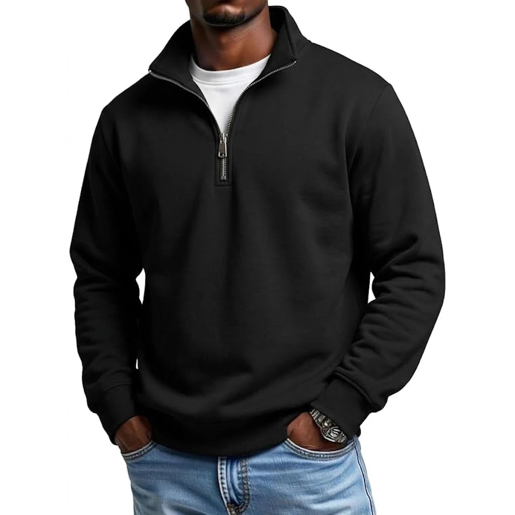 Outdoor Herren Reißverschluss-Sweatshirts Frühling Viertel-Zip Pullover Halb-Reißverschluss Kapuzenpullover für Männer Gym Herbst Einfarbiger Herren-Sweatshirt-Mantel