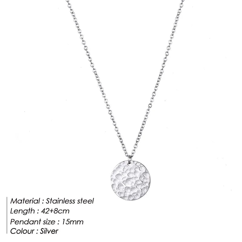 EManco Damen Einfache Runde Anhänger-Halskette Edelstahl Schlüsselbein-Kette Lange Kette Modeschmuck Statement Geschenk für Mädchen