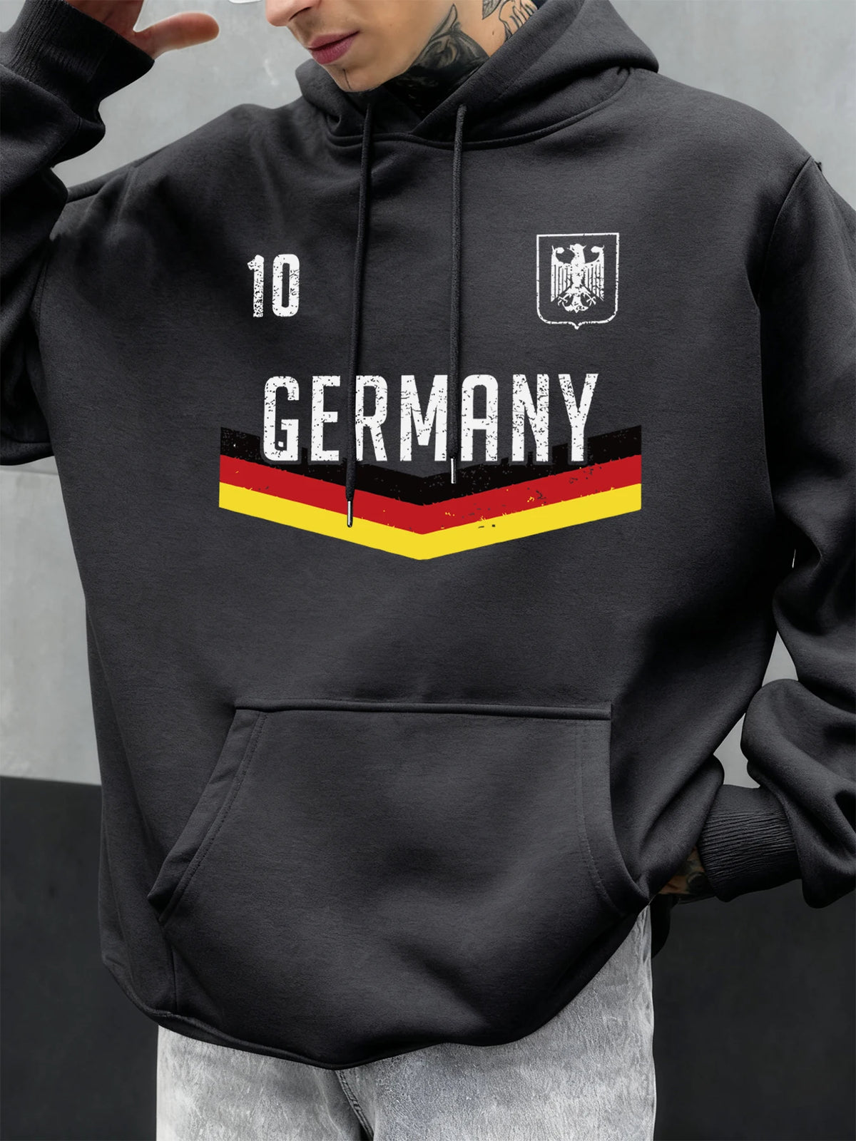 Deutschland Brief Drucke Herbst Männer Hoody Mehrfarbige Tasche Hoodies Casual Fleece Hoodie Komfortable Hip Hop Männliche Pullover