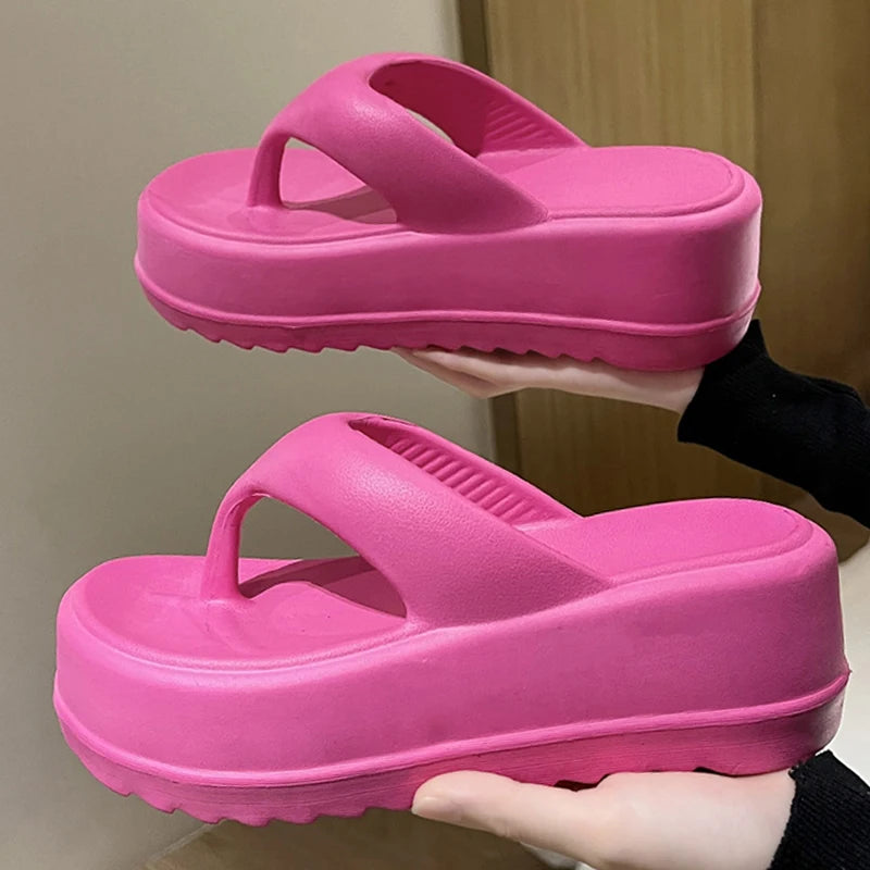 Kidmi Frauen Plattform Sandalen Frauen Flip-flops EVA Heels Sandalen Für Frauen Mode Strand Rutschen Outdoor Weiche Ferse Wolke hausschuhe
