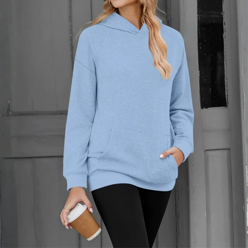 2026 NEU Damen Kapuzenpullover Locker Lässiger Sweatshirt mit Fallschulter-Ärmeln Frühling Herbst Outdoor Damen-Sweatshirt