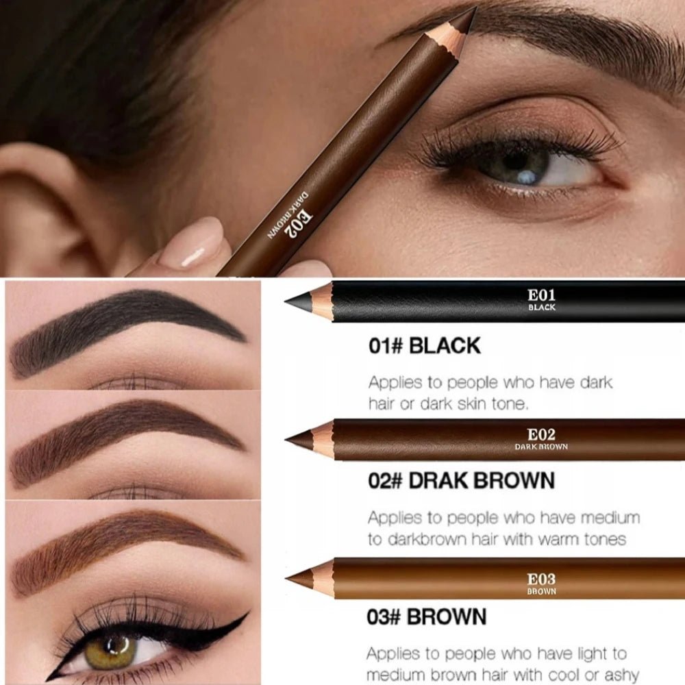 3 Farben Holz 2-in-1 Augenbrauen- & Eyeliner-Stift, Wasserfester Langanhaltender Dual-Use-Stift, Natürlicher Augen-Make-up-Stift