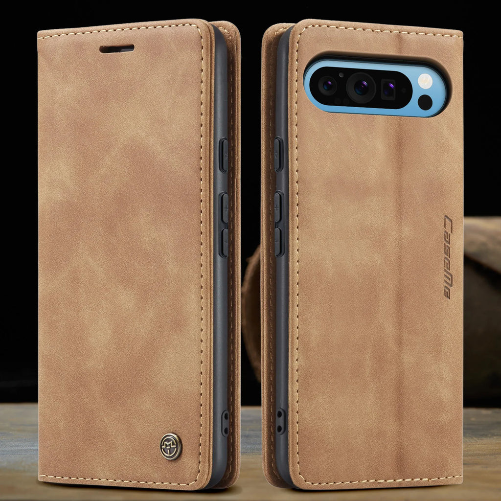 Business Retro Leder Handyhülle für Google Pixel 10 9 8 Pro XL 10A 9A 8A 7 5G Luxuriöse Magnetische Flip-Kartenfach-Brieftaschenhülle