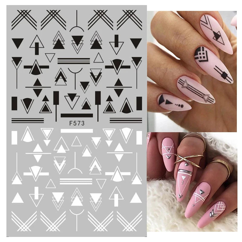 1PCS Schwarz Weiß Schmetterling Laser Nagel Aufkleber Y2K Nail art Dekoration Abstrakte Linien Bronzing Blumen Aufkleber Für Nägel