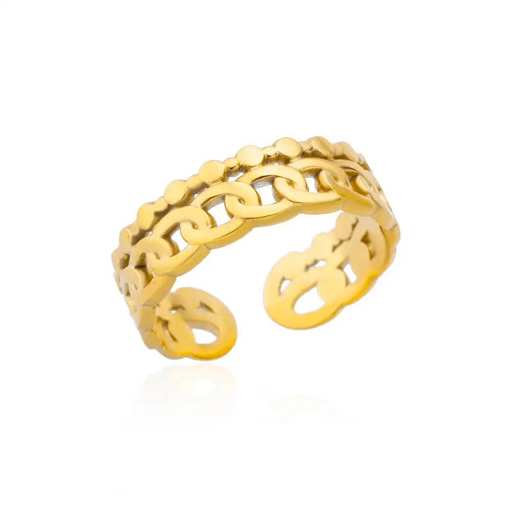 Edelstahl Ringe für Frauen Gold Farbe Unregelmäßige Geometrische Offenen Ring Vintage Wasserdicht Hochzeit Schmuck Teil Zubehör Gif