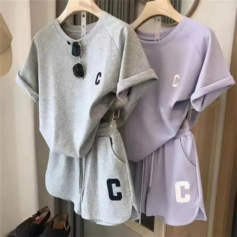 Bull Horn Sleeve Casual Sportanzug Damen Sommer Dünner Stil Sommer Laufmode Western-Stil Kurzarm Shorts Pyjamas