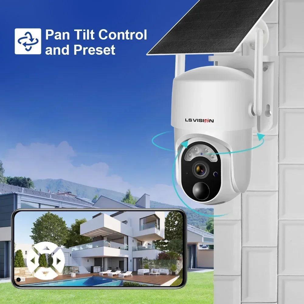 LS VISION 4 MP 4G Sim Solarkamera Wifi Outdoor Solar Überwachungskamera 360 °   Überwachung PIR Human Detect Eingebaute Batterie Ubox