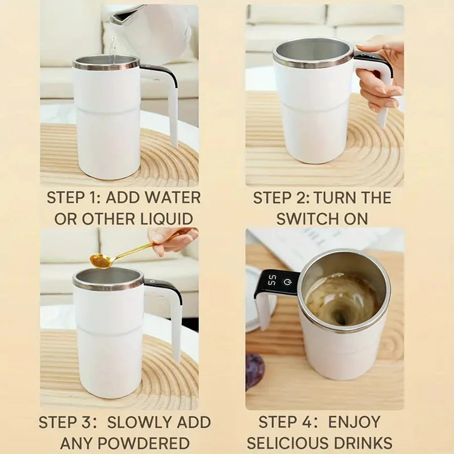 Automatischer Mischbecher Wiederaufladbarer Tragbarer Kaffee-Elektromixer aus Edelstahl