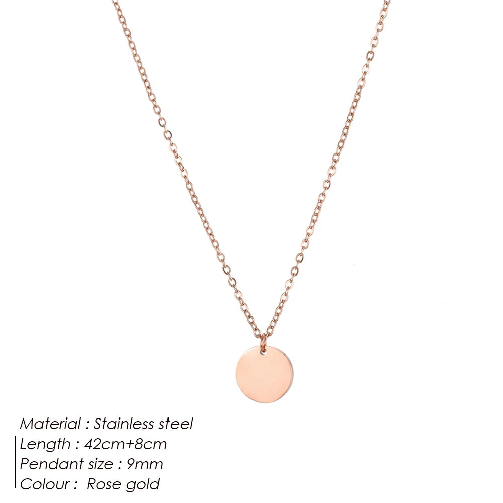 EManco Damen Einfache Runde Anhänger-Halskette Edelstahl Schlüsselbein-Kette Lange Kette Modeschmuck Statement Geschenk für Mädchen