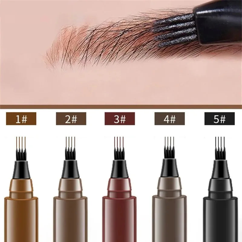 5 Farben Microblading Augenbrauenstift Wasserfester Flüssiger Augenbrauenstift Langanhaltender Augenbrauenstift 4-Punkt-Augenbrauenstift Kosmetik