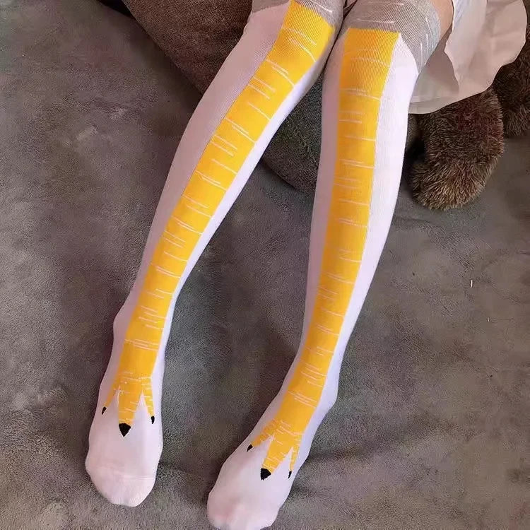 Lustige Huhn Pfote Strumpf Über-knie Druck Dünne Bein Lange Strümpfe Frauen Frühling Herbst Winter Mittleren High School Mädchen socken