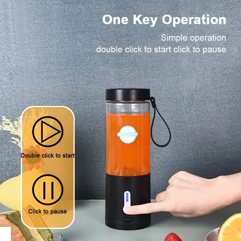 530 ml leistungsstarker tragbarer Mixer für Smoothies, Shakes, wiederaufladbare USB-Küchenmaschine, Obstmixer, Mini-Entsafter, Mixerbecher