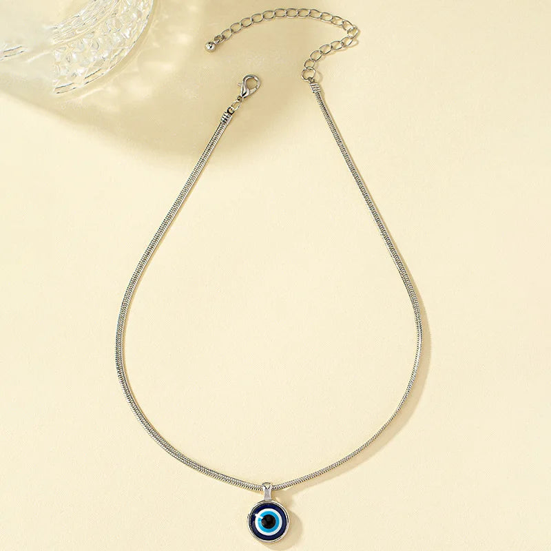 Glücksbringer Vergoldete Böser-Blick-Anhänger-Halskette für Damen und Herren Türkisches Blaues Auge Schlangenkette Halskette Party-Schmuck Accessoires