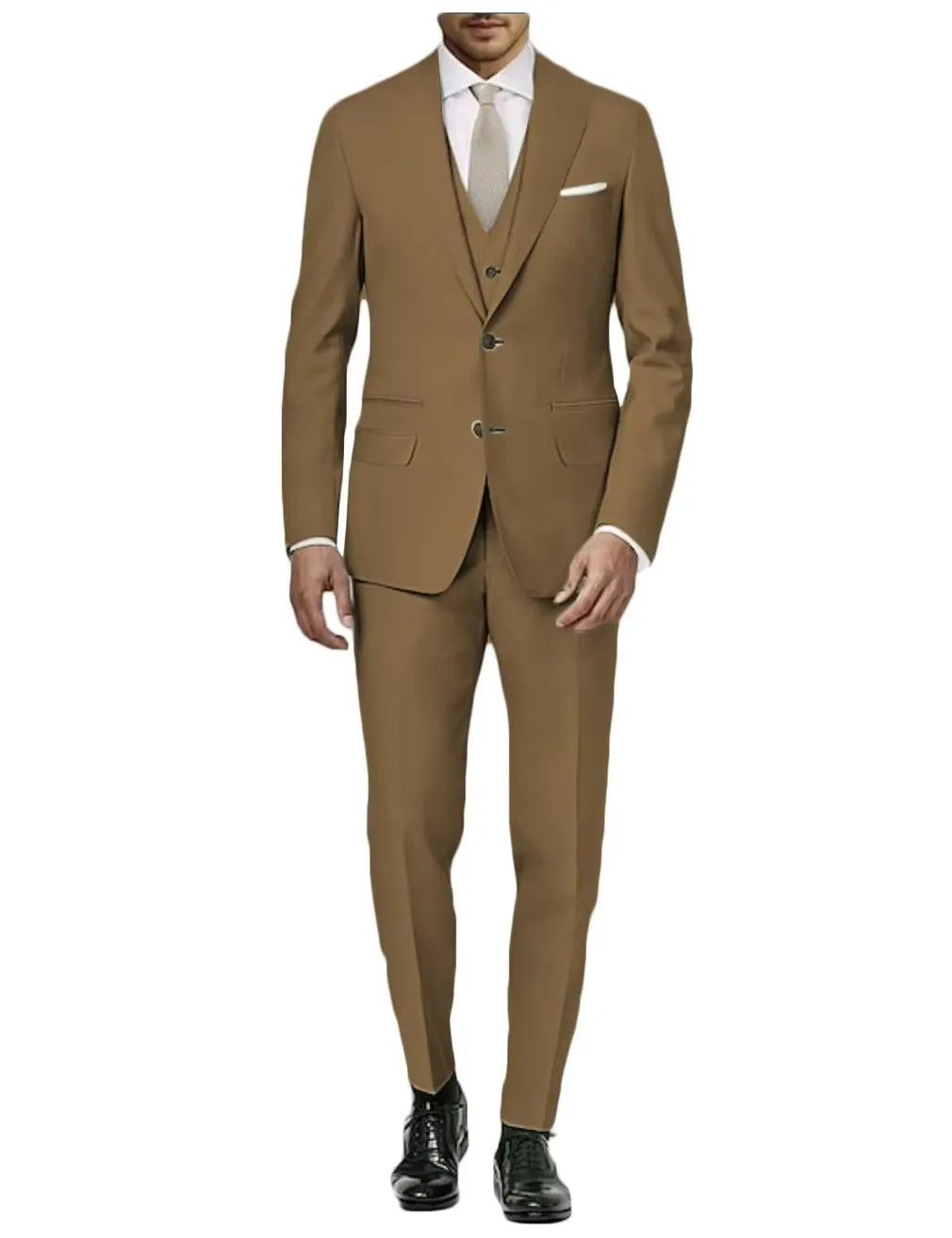 Neueste Matcha-grüne formelle Herrenanzüge, schmale Passform, eleganter Bräutigam-Smoking, Business-Party-Anzüge, 3-teiliges Set (Jacke + Weste + Hose)