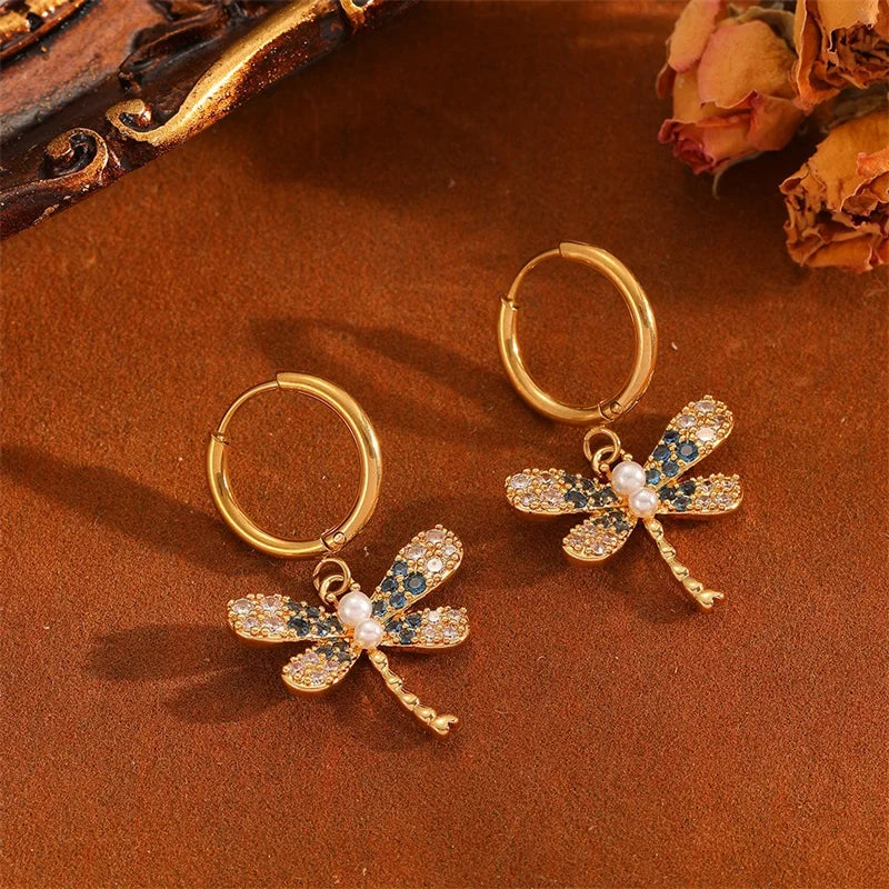 EILIECK Trendige Damen-Ohrringe mit Blumenmuster und rosa Zirkonia, Edelstahl, wasserabweisend, für den Alltag, Schmuck, Geschenk für Damen