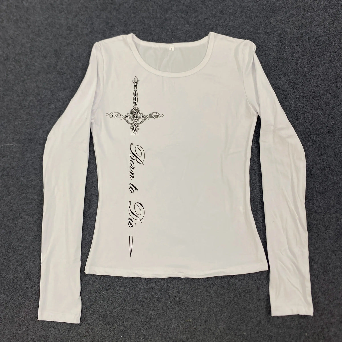 Y2K Harajuku Vintage Streetwear Gothic Grunge Punk Druck Damen Langarm T-Shirt Casual Slim Fit Sexy Chic Emo Mädchen Crop Top