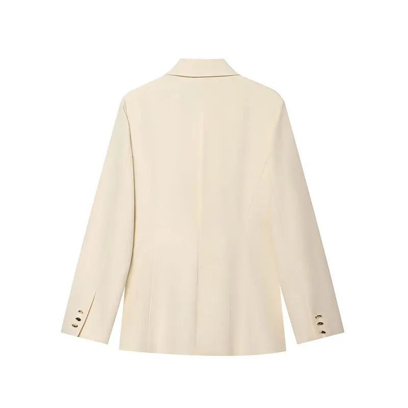 NLZGMSJ 2026 Frühling Büro-Damen Schicker Blazer-Anzug Einfarbiger Langarm-Blazer Lange Reißverschluss-Hose Modischer Anzug