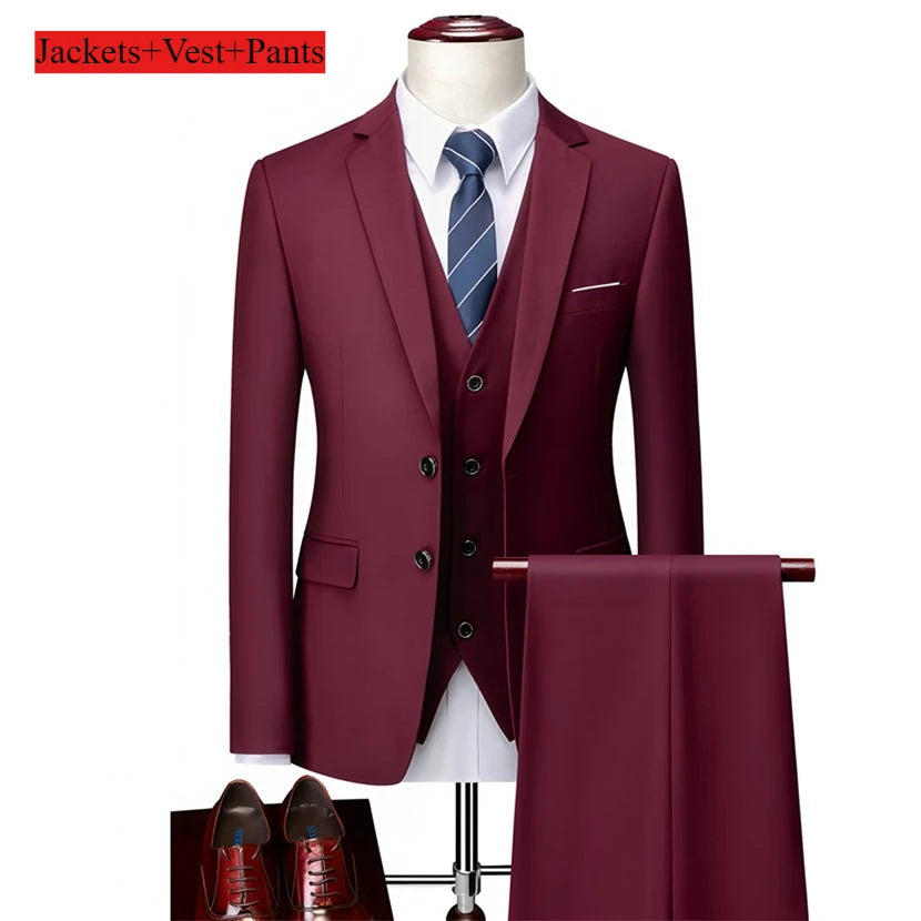Klassische Hochzeit Smoking Casual Solide Anzüge Slim Fit 3/2 Stück Trauzeugen Anzug Männliche Formale Business Männer Kleidung