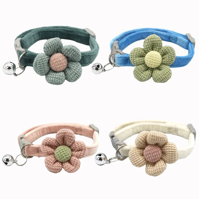 Katze Glocke Kragen bunte verstellbare Schweiß niedlichen Cartoon Haustier Halsband Sonne Blume Fliege weichen Polyester kleinen Hund Katze Halskette