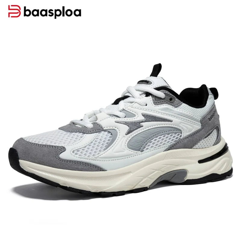 Baasploa Herren-Freizeitsneaker, leichte Sporttrainer, atmungsaktive Mesh-Wanderschuhe, modische, bequeme Schuhe für den täglichen Gebrauch