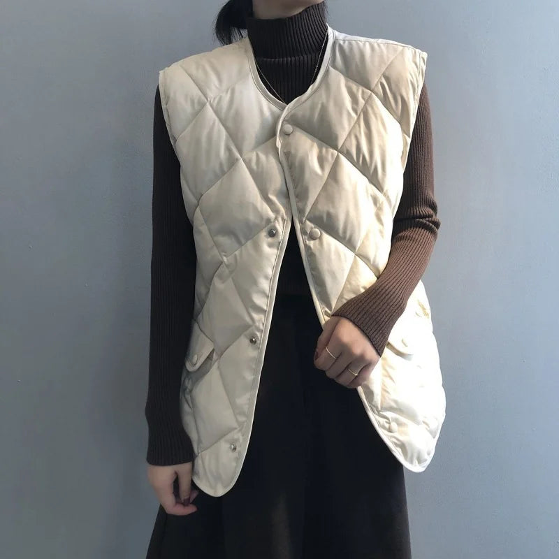 Frauen Herbst Winter Weste Ärmellose Strickjacke Stepp Jacke Chic Tops Warme Taste Tasche Neue Feste Argyle Weste Design Westen