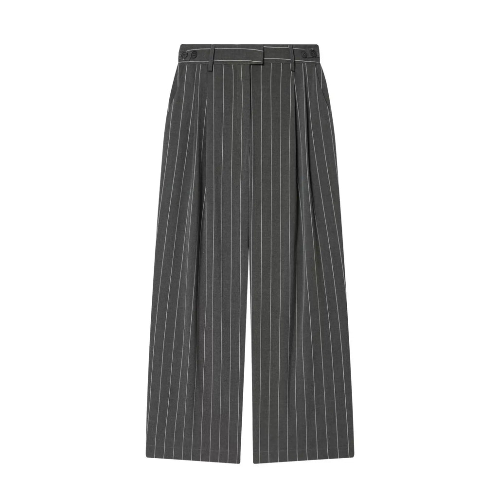 ETJ Frühjahr 2026 neue lässige und lockere Damenversion der Wickelriemen-Anzugjacke mit vertikalen Streifen und passende Anzughose