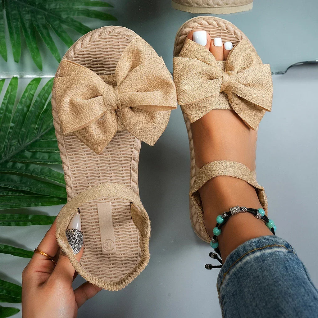 Damen-Anti-Rutsch-Trend-Sandalen, 2025, neue Sommer-leichte Sandalen, Mode, Strand, lässige Hausschuhe, Outdoor, Fliege, flache Schuhe für Zuhause