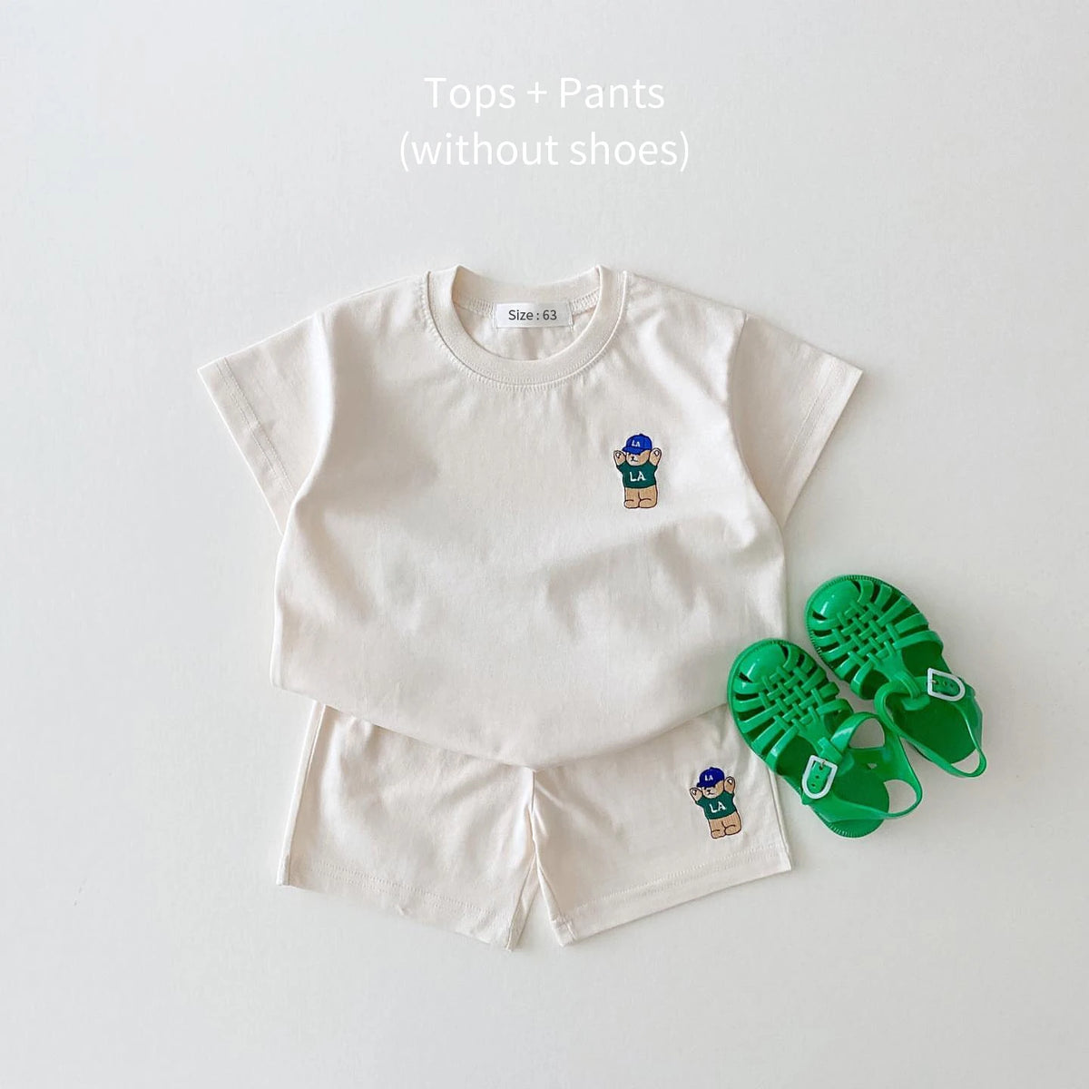 Koreanische Baby Boy Sommer Kleidung Set Gestickte Bär Bunte T-shirts T shirts + Lose Shorts Anzug 2PCS Pack Baby mädchen Kleidung Sets