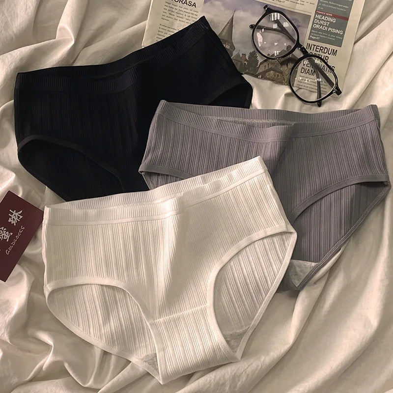 3 Teile/satz Sport Stil Baumwolle frauen Höschen Mädchen Unterwäsche Atmungsaktive Mittlere Taille Shorts Sexy Dessous Plus Größe Solide Briefs
