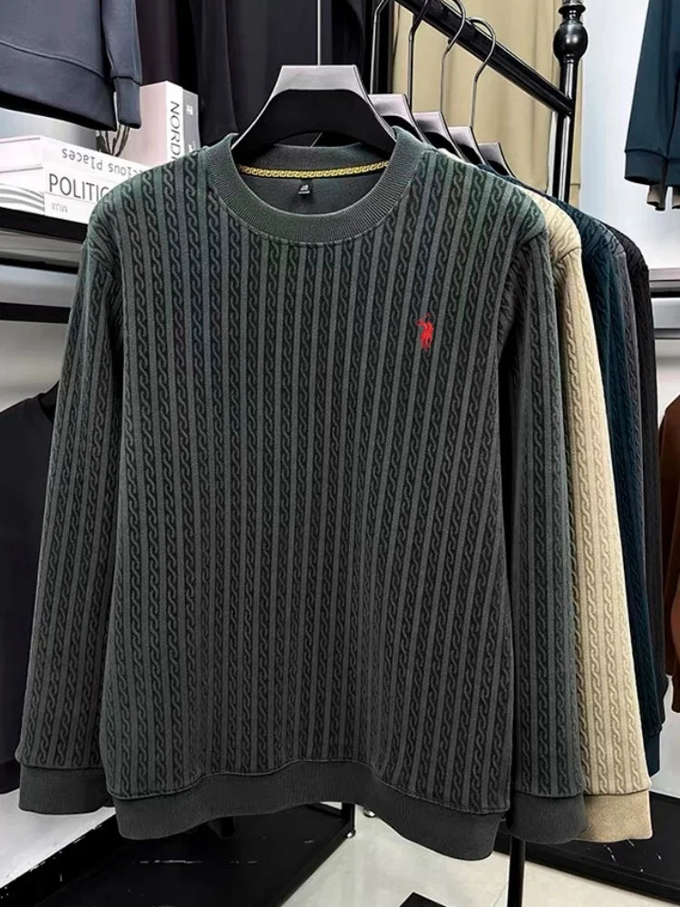 Luxus Herbst und Winter neue heiße verkaufende samt warme Strickpullover modische Männer Marke Paul bestickt bequeme Pullover