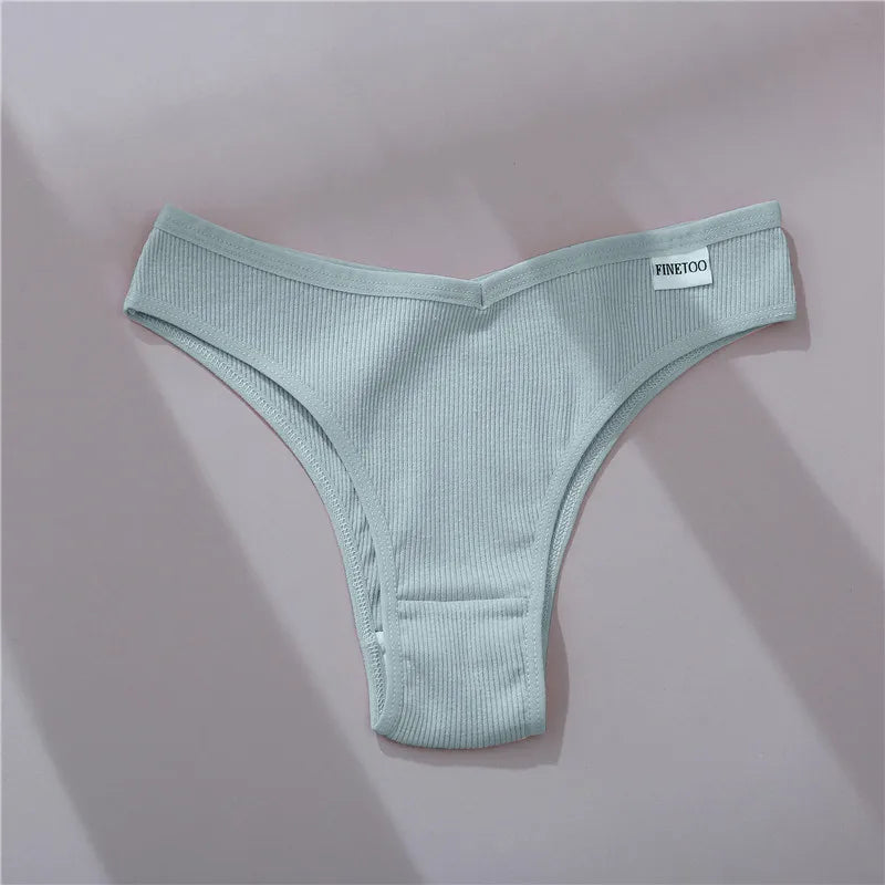 FINETOO Brasilianische Höschen Frauen Baumwolle Unterhose M-XL Sexy Low-Rise Unterhosen Damen Einfarbig Bikini Höschen Dessous 2022