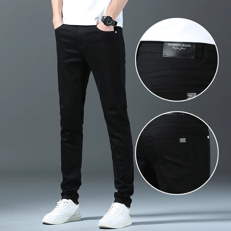2023 Herbst neue weiße Herren jeans gerade schlanke einfarbige lässige Jeans hose klassische männliche Marken kleidung Hose